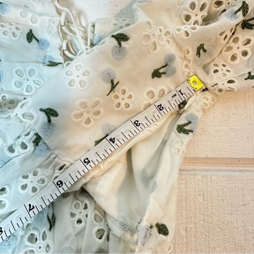 Wild Cherry Cotton For Love & Lemons Gardengirl Small Bow Asymmetrical Eyelet - Picture 9 of 12